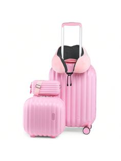 ✅ [Upgrade Carry On Luggage Sets]: 3 Piece Carry on luggage 22x14x9 airline approved can be brought directly on the plane. Come with a 7'' portable bag and a 14inch cosmetic case, the back fixed elastic band secures the trunk to the luggage pole. 20 Inch carry-on suitcase  packing more baggage and souvenirs on your trip.
✅ [Pc Hardside Luggage Set]: The is made of 100% Polycarbonate material, which is lighter and stronger than ABS luggage, and effectively resists external shocks. The dual design of wavy glossy surface and frosted surface makes this suitcase full of fashion sense.
✅ [8 Mute Spinner Wheels]: 360-degree silent rotating wheels, the latest 8-wheel design allows the wheels to be silent and have the greatest smoothness, allowing you to pull the carry-on luggage with spinner wheel Pink Luggage With Sleeve For Business Trips, Portable Pink Travel Accessories, Pink Luggage With Luggage Sleeve For Overnight Trips, Pink Luggage With Sleeve For Overnight Trips, Portable Pink Travel Case, Pink Rectangular Travel Case, Pink Rectangular Case For Trip, Pink Rectangular Cases For Trip, Rectangular Pink Cases For Trip