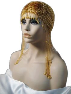 Beaded Head Piece, Juliet Cap, Gatsby Headpiece, 20s Style, Gold Headpiece, 1920s Style, 20s Fashion, Sequin Appliques, Head Piece