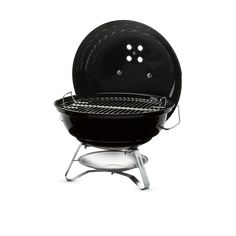 Travel with taste, or grill up a quick meal on your patio with the Jumbo Joe® portable charcoal grill. The compact size with larger grilling area and convenient carry handle is perfect for any weekend getaway or spontaneous day at the beach. • Holds up to eight burgers made with a Weber burger press • Compact and lightweight for grilling on the go • Porcelain-enameled lid and bowl retain heat, and won’t rust or peel • The Tuck-N-Carry™ lid lock doubles as a lid holder to avoid placing the lid on the ground • Dampers allow you to easily control the temperature inside your grill • Durable plated steel cooking grate retains heat and is easy to clean Grilling Area, Portable Grills, Best Charcoal Grill, Portable Charcoal Grill, Best Charcoal, Burger Press, Portable Grill, Weber Grill, Outdoor Grills