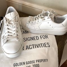 Size 38 (8). Worn A Handful Of Time. Laces Are A Little Dirty But Could Be Replaced. Color Is Optic White. Golden Goose White Sneakers, Golden Goose Pearl Sneakers, Shoes Golden Goose, Goose Shoes, Golden Goose Shoes, Golden Goose, Womens Shoes Sneakers, Shoes Sneakers, Color White