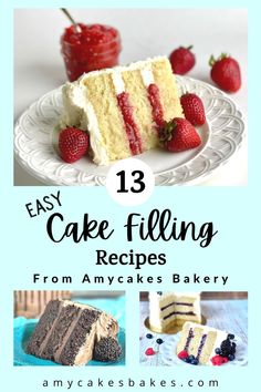 the cover of easy cake filling recipes from anycakes bakery, including strawberries and raspberries