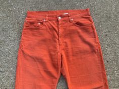 "Hi there! Thanks for taking the time to check out my listing. Up for your consideration today are some nice looking Levis orange corduroy pants. Tagged 34x30. They fit a little more tight. Be sure to see measurements below. Cool pants! No holes or stains. They remind me of superchunk and Dino Jr and that sort of style. Cute! Thanks for looking! Be sure to check out my page for more great vintage!  Waist laid flat: 16 3/4\" Inseam: 29 1/2\" Rise: 12\" Knee: 9\" Leg opening: 8 1/4\"" Cord Hose, Rock N’roll, Corduroy Jeans, Levis 505, Indie Rock, Corduroy Pants, Pants Trousers, Rock N, Rock N Roll