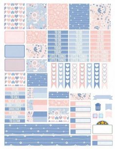 the pink and blue planner sticker kit