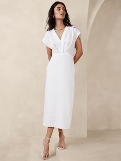 Mari Draped Midi Dress | Banana Republic