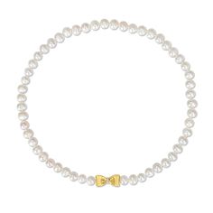 The classic freshwater cultured pearl strand is given a fresh and modern update, making it perfect for any occasion. 7.0-7.5mm freshwater cultured pearls. The unique stretch design is anchored by a 10K gold diamond-accented bow at its center. The strand is 17.0-inches in length. Single Strand Akoya Pearl Bracelet Gift, Akoya Pearl Bracelet With Pearl Chain For Anniversary, Akoya Pearl Bracelet For Anniversary, Elegant Rondelle Pearl Necklace Gift, Diamond Bows, Pearl Strand, Peoples Jewellers, Pearl Strands, Freshwater Cultured Pearls