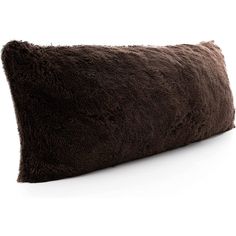 a brown pillow that is on top of a white surface and has been made out of fur