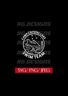 the logo for rc design's camp crystal lake swim team, svg / png / jpeg