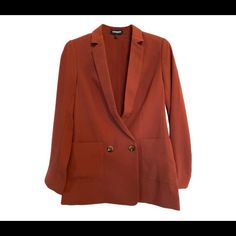 Nwt Express Size Small Oversized Rust Colored Blazer. Front Button Closure, Hits Right Below Hips, Front Pockets. Great For Work Or Can Be Dressed Up Or Down. Oversized Blazer With Buttons For Office, Oversized Office Blazer, Oversized Double-breasted Blazer For Fall, Oversized Double-breasted Long Sleeve Blazer, Oversized Double-breasted Blazer With Buttons, Ladies Blazer, Oversized Blazer, Rust Color, Colored Blazer