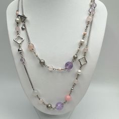 David Yurman Bijoux Long Necklace With Pearls And A Smooth And Faceted Gemstone Pre Owned Excellent Condition Sterling Silver White Pearl, Pink, Purple, Peach Gray And Silver Beads 37” Long Comes With The Pouch Extremely Rare Necklace With Pearls, Pearl Pink, David Yurman Jewelry, David Yurman, White Pearl, Gemstone Colors, Silver Beads, Long Necklace, Pearl White