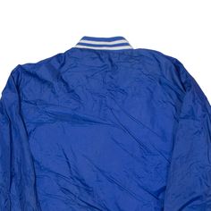 Item is in good used condition. >Size: S >Armpit To Armpit: 22" >Armpit To Cuff: 18" >Collar To Hem: 23" Blue Throwback Long Sleeve Track Jacket, Vintage Blue Track Jacket With Pockets, Vintage Blue Long Sleeve Track Jacket, Vintage Blue Nylon Track Jacket, Blue Long-sleeved Nylon Track Jacket, 90s Mens, Wholesale Shoes, Beauty Bag, Cardigan Coat