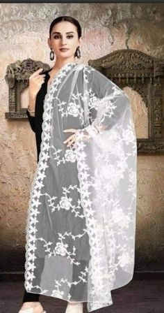 Net Moti Border Embellished Dyeable Dupatta, Wedding Dupatta, Lehanga Dupatta, Party Wear Dupatta Jaipuri dupatta Fabric - Dyeable Net Fabric. The white fabric can be dyed into any color of your choice and the golden/silver work will not go bad. The fabric will also not shrink. Work - Four-side lace with Golden/Silver beads. Embroidered booties in the center. Length - 2.5 Meters (approx) Ideal for - Women Occasion - Wedding Dupatta, Lehanga Dupatta, Party Wear Dupatta Jaipuri dupatta. Can be use Jaipuri Dupatta, Wedding Dupatta, Net Pattern, Frock For Women, Net Fabric, Silver Work, Product Name, Kurti Designs, White Fabrics