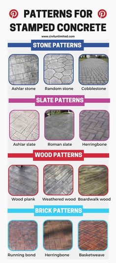 Patterns for stamped concrete Stamped Concrete Patio Designs Shape, Timber Stamped Concrete, Stamped Concrete Paver Look, Brick Look Stamped Concrete, Concrete Stamps Diy, Stamped Colored Concrete Patio, Stamped Concrete Stone Look, Stamped Patio Concrete, Concrete Floor Stamping