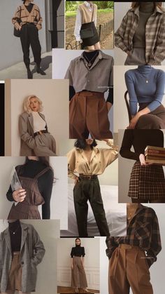 a collage of women's clothing and accessories from the 1960s to the present