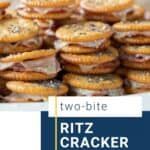 two - bite ritz cracker sandwiches stacked on top of each other