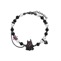 Description:Black and White Little Ghost BraceletSpecifications:Material: copper, rhinestone, cubic zirconia, enamel, artificial pearl, silverColors: Black/WhiteSize: 16.5 cm + 5 cm extWeight: 11.9 g/pc This adorable Black and White Little Ghost Bracelet is the perfect accessory for any ghost lover. Its unique design features a playful ghost charm, adding a touch of whimsy to any outfit. Made with high-quality materials, this bracelet is both stylish and durable. 👻🖤 White Alloy Bracelets For Party, Black Metal Bracelets For Halloween, Black Metal Bracelet For Halloween, Black Alloy Halloween Jewelry, Black Alloy Jewelry For Halloween, Adjustable Black Charm Bracelet For Party, Adjustable Black Charm Bracelet For Parties, Black Alloy Bracelets For Gift, Black Metal Chain Bracelet For Party