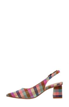 A slingback strap adds a sophisticated flourish to a pointy-toe pump set on a just-right block heel. 3" heel Cushioned footbed Slip-resistant sole Leather or textile upper/synthetic lining/rubber sole Imported Madras Plaid, Slingback Pump, Women's Pumps, Block Heels, Nordstrom, Pumps, Heels, Leather