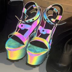 Never Worn Only Tried On! With Flash On They’re Rainbow And Without Flash They Are Greyson Black Color. Strappy Platform Heels With Ridged Bottom And Around The Ankle Straps. African American Boy Haircuts, Strappy Platform Heels, Dolls Kill Shoes, Boy Haircuts, American Boy, Boys Haircuts, Ankle Straps, Dolls Kill, Platform Heels