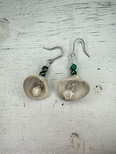 Hand collected shells by me from Holden Beach, accented with gemstone beads, on stainless steel hooks Silver Dangle Jewelry With Shell, Shell Drop Earrings With Matching Set, Shell Drop Earrings Jewelry Set, Handmade Adjustable Ocean-inspired Earrings, Shell-shaped Jewelry With Matching Earrings For The Beach, Handmade Silver Shell-shaped Earrings, Handmade Silver Shell Earrings, Handmade Silver Shell Drop Earrings, Silver Shell Earrings For Pierced Ears