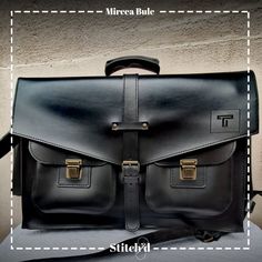 The Neil Bag is created to fit your 17-inch laptop, and all its accessories, with plenty of room to spare.  It is handmade out of high-quality leather and can be worn as a backpack or briefcase. For a personalized bag of your own drop me a message! It is a very sophisticated briefcase that can be converted into a backpack or briefcase or messenger, will fit a 17-inch laptop, DIMENSIONS:   46cm/31cm/16 cm  18.11 / 12.20 / 6.29 inch     This product belongs to me as a design and creation. ✰All the bags and accessories are made in my Stitch'D home workshop in Oradea, Transylvania - Romania - not in a factory. School Shoulder Bag Briefcase With Laptop Sleeve, School Briefcase With Laptop Sleeve And Shoulder Strap, School Briefcase With Laptop Sleeve And Shoulder Bag Shape, School Satchel Briefcase With Laptop Sleeve, School Briefcase With Laptop Sleeve And Satchel Shape, School Briefcase With Laptop Sleeve, Black Briefcase With Laptop Sleeve For Work, School Briefcase With Detachable Strap, Rectangular School Briefcase With Detachable Strap