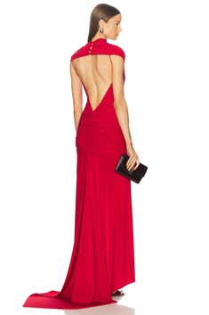 Find SIEDRES Flek Long Dress on Editorialist. SIEDRES Flek Long Dress in Red 95% polyester 5% elastane. Made in Turkey. Machine wash. Partially lined. Back button closure. Mockneck styling and open back. Extended train. SEDF-WD48. WPF24DR11RD. About the designer: Elegant Red Maxi Dress With Back Opening, Fitted Red Maxi Dress With Back Opening, Chic Red Backless Maxi Dress, Red Tie-back Maxi Dress For Party, Red Stretch Backless Maxi Dress, Long Red Dress, Guest Outfit, Mock Neck, Silk Dress