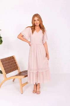 Modest Bridesmaid's Dresses | A Closet Full of Dresses – Page 3 Chic Smocked Dress With Flutter Sleeve And Ruffle Hem, Flowy Tiered Midi Dress For Day Out, Brunch Midi Dress With Ruffle Hem And Flowy Skirt, Flowy Midi Dress With Ruffle Hem And Sleeve, Flowy Spring Dress With Elastic Sleeves, Flowy V-neck Smocked Dress With Ruffles, Flowy Tiered Dress For Day Out, Spring Flowy Ruffle Midi Dress, Spring Midi Dress With Smocked Bodice And Ruffle Sleeves