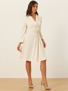 Shop Allegra K for work elegant notched collar belted pleated button blazer dress you are looking for, get more women's dresses for yourelf. Order now! Free Returns! Blazer Design, V Neck Collar, Work Dresses For Women, Work Dresses, Classic Heels, Blazer Designs, Black Velvet Dress, Office Environment, Comfortable Design