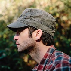 Aged leather-look cadet cap. Flat sectioned crown top. Curved 2" bill. City camo straps detail. Metal eyelets and Stetson logo accent. Cotton inner lining. Elasticized sweatband on front. 100% cotton. Military Style Brown Baseball Cap With Flat Bill, Military Style Baseball Cap With Short Brim, Military Style Adjustable Baseball Cap With Short Brim, Adjustable Brimmed Baseball Cap For Outdoor Activities, Urban Adjustable Brimmed Hat, Military Style Flat Cap For Outdoor, Casual Outdoor Baseball Cap With Short Brim, Military Style Outdoor Baseball Cap, Outdoor Flat Cap