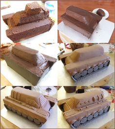 there are many different cakes made to look like tanks