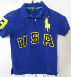 Polo Ralph Lauren Big Horse Logo Polo Shirt Youth Small (8) Blue USA                             I am pleased to offer this Polo Ralph Lauren big horse polo shirt. Size is youth small (8) and color is royal blue with USA letters. Made from 100% cotton of course. Excellent pre-owned condition. Measurements: armpit to armpit: 15″ neck to bottom hem: 22″                 Photos                  Polo Ralph Lauren Big Horse Logo Polo Shirt Youth Small (8) Blue USA Vintage Blue Collared T-shirt, Vintage Blue Polo Shirt, Vintage Blue Short Sleeve Polo Shirt, Blue Vintage Short Sleeve Polo Shirt, Blue Cotton Shirt With Logo Print, Horse Polo, Polo Horse, Big Horses, Horse Logo