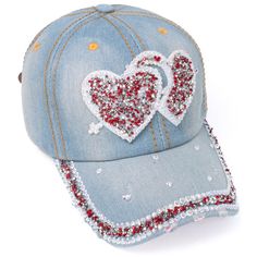 Elevate your everyday style with The Dapper Tie's Women's Light Blue Sweet Heart Casual Denim Baseball Cap, adorned with eye-catching bling studs for a touch of glamour. This chic accessory is crafted from 100% breathable cotton denim, ensuring both comfort and durability.

- Material: 100% Cotton Denim
- Color: Light Blue
- Gender: Female
- Closure: Hook and Loop for adjustable fit
- Features: Breathable fabric, adorned with bling studs

Perfect for a range of activities from summer beach outin Denim Snapback Hat One Size Fits Most, Denim Baseball Cap One Size, Denim Snapback Hat One Size, Denim Snapback Baseball Cap For Spring, Denim Blue Adjustable Snapback Hat, Adjustable Denim Snapback Trucker Hat, Denim Visor Hat, One Size Fits Most, Adjustable Denim Cap, Denim Visor Hat One Size Fits Most