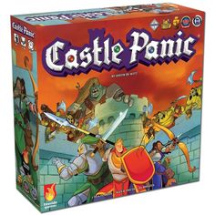 the board game castle panic is shown in front of an image of knights and knights