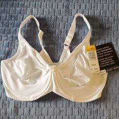 Olga Underwire White Bra Nwt. Size 40dd. Fabric And Care Instructions In Pics. White Full Cup Bra With Moderate Coverage, White Underwire Bra With Moderate Coverage, White Stretch Bra Partially Lined, White Fitted Bra With Moderate Coverage, White Bra, White Bras, Women's Intimates, Care Instructions, Color White