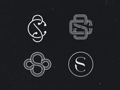 four different types of logos on a black background