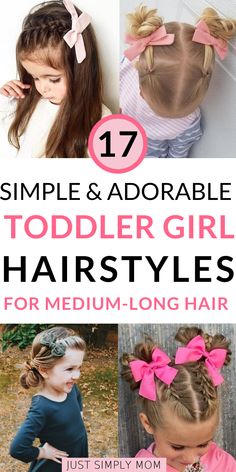 Toddler Girl Hairstyles, Medium To Long Hair, Easy Little Girl Hairstyles, Girls Hairstyles Easy