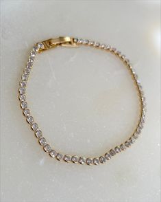 • 18k gold filled • bracelet • zircon • 7 inches Bracelet Tennis, Tennis Bracelet, Gold Gold, Gold Filled, Gold Bracelet, Tennis, 18k Gold, Fine Jewelry, Bracelet