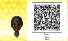 an animal crossing character next to a qr code with the name mia on it