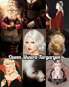 the queen shaera targaryenn character collage