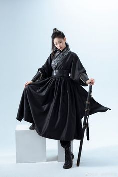 Black Hanfu Dress, Black Hanfu Women, Hanfu Inspired Fashion, Korean Hanfu, Chinese Outfits Traditional, Chinese Clothing Women, Kimono Chinese, Hanfu Gallery, Black Hanfu