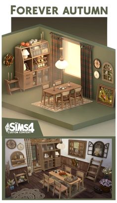 an image of a living room and dining room set for the game sims 4