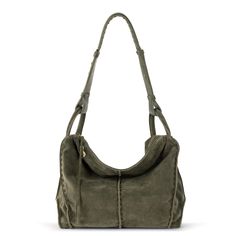 The Sak Los Feliz Slouchy Hobo  - |Suede - Moss Suede| Leather Hobo Bag With Zipper Closure, Casual Textured Leather Hobo Bag For On-the-go, Casual Textured Leather Hobo Bag, Leather Hobo Bag With Zipper Closure For Fall, Casual Leather Hobo Bag With Zipper Pocket, Casual Leather Hobo Bag With Zipper, Casual Hobo Bag With Zipper For Fall, Casual Fall Hobo Bag With Zipper, Casual Double-handled Leather Hobo Bag