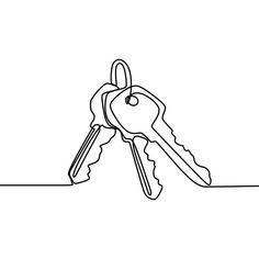 a black and white line drawing of a bunch of keys