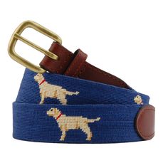 Show off your favorite things in life with our iconic needlepoint belts! As elegant as they are casual, our belts are the perfect accessory to help you stand out from the crowd. Our 100% hand-stitched belt measures 1.25" in width and is lined with full grain, Italian leather and is finished with a solid brass buckle. Each belt is packaged in a handmade wooden gift box. Traditional Belt, Needlepoint Belt, Needlepoint Belts, Chestnut Color, Yellow Labrador, Wooden Gift Boxes, Yellow Lab, Soft Bristle Brush, Brass Buckle