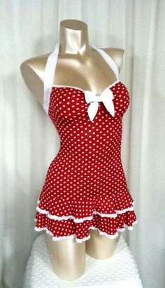 Polka Dot Bathing Suit, Polka Dot Mini Dress, Look Retro, Retro Mode, Rockabilly Fashion