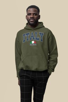 Take a nostalgic trip back to the vibrant 90s with our Oversized Italy Hoodie. This trendy tee combines a retro aesthetic with a modern oversized fit, capturing the essence of 90s fashion while celebrating the timeless allure of Italy. Perfect for anyone looking to add a touch of vintage charm to their wardrobe, this Hoodie is available in 8 stunning colors to suit every style. A Burst of Color Our Oversized Italy Hoodie comes in 8 different colors, each selected to enhance the shirt's 90s style and Italian flair. From classic black and white to bold greens and blues, there's a shade for every personality and occasion. Whether you want to make a statement or keep it subtle, you'll find the perfect hue to match your mood and outfit. Authentic 90s Vibe Embrace the carefree spirit of the 90s Hip Hop Style College Sweatshirt With Drawstring Hood, Hip Hop Style Sweatshirt With Drawstring Hood For College, Hip Hop College Hoodie, Retro Hooded Sweatshirt With Drawstring, Retro Hoodie With Drawstring Hood For Fall, Green Graphic Print Hoodie For College, Retro Hoodie With Double-lined Hood, Retro Hoodie With Double-lined Hood And Long Sleeves, Retro Long Sleeve Hoodie With Double-lined Hood