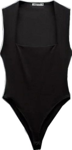 Sleek Summer Bodysuit For Workwear, Sleek Summer Workwear Bodysuit, Summer Workwear Elastane Bodysuit, Black Sleeveless Elastane Bodysuit, Sleeveless Black Elastane Bodysuit, Summer Black Elastane Bodysuit, Black Summer Bodysuit For Work, Black Elastane Bodysuit For Summer, Sleek Sleeveless Bodysuit For Workwear