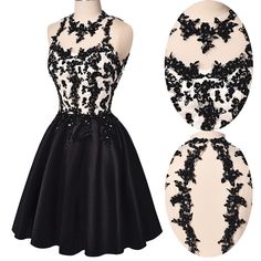 Black Applique Satin #Homecoming #Dress 2018, Little Black #Party #Dresses, #Cocktail Dresses Black Satin Dress For Night Out During Prom Season, Black Mini Dress For Wedding And Prom Season, Black Prom Dresses For Prom Season, Fitted Black Dress For Homecoming, Black Evening Dress For Costume Party During Prom Season, Black Sleeveless Satin Prom Dress, Black Dresses For Homecoming And Prom Season, Black Sleeveless Homecoming Dress, Black Fitted Satin Dress For Wedding