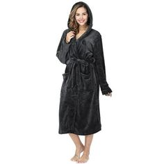 Fantaslook Womens Long Robes Plush Fleece Hooded Bathrobe with Pockets Fluffy Nightgown Sleepwear This long robe with hood and front pockets with belt, our robe for women will wrap you in a warm, luxurious embrace that will keep you comfy all day long! Autumn and winter flannel nightgown, skin-friendly and comfortable. Loose version, casual and lazy style, robes for women for daily home wear, also can be worn outside, the design is simple and generous, feel the comfy and comfort of life. It is s Comfortable Winter Sleepwear For Relaxation, Winter Long Sleeve Sleepwear For Home, Long Sleeve Winter Sleepwear For Home, Comfy Winter Sleepwear For Relaxation, Comfy Sleepwear For Winter Relaxation, Comfortable Long Sleeve Winter Sleepwear, Black Long Sleeve Sleepwear For Lounging, Comfortable Long Sleeve Sleepwear For Winter, Hooded Winter Sleepwear For Lounging