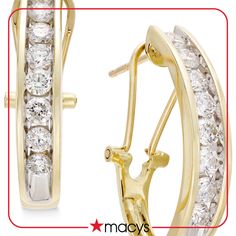 in stock Macy's Yellow Gold Diamond Earrings For Anniversary, Macy's 14k Gold Diamond Earrings For Anniversary, Macy's Classic Yellow Gold Diamond Earrings, Classic Hoop Earrings For Anniversary From Macy's, Classic Macy's Hoop Earrings For Anniversary, Macy's Classic Hoop Earrings For Anniversary, J Hoop, Gold Hoop, Gold Hoop Earrings