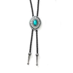 PRICES MAY VARY. SUPERIOR QUALITY - The Turquoise Stone Bolo Tie is made of ancient silver plated alloy, nikle free, no cadmium, lead, and the black string is made of high quality genuine leather, fit for men or women, a special apparel accessory in your wardable MODERN DESIGN - Our western cowboy bolo tie necklaces measures leather rope length 42.5 inches, with endless slide and leather cord combinations, you can wear it as a traditional bolo tie firm to your neck for Minimalist Bola Wedding Ne Bolo Tie Men, Western Bolo Tie, Bolo Necklace, Braid Jewelry, Corporate Wear, Tie Necklace, Tie Men, Western Leather, Bolo Tie