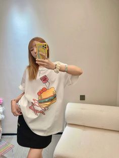 Sofitte Hello Kitty Graffiti Hamburger Tee White Material: 100% Cotton Size Chart Chest Shoulder Length 1 118 CM 57 CM 69 CM 2 122 CM 58 CM 70.5 CM 3 126 CM 59 CM 72 CM Trendy Oversized Top With Cartoon Print, Casual Relaxed Fit Shirt With Cartoon Print, Hello Kitty Print Stretch Top For Summer, Stretch Hello Kitty Print Top For Summer, Casual Cartoon Print Shirt For Streetwear, Oversized Summer Tops With Character Print, Oversized Spring Tops With Cartoon Print, Casual Stretch Cartoon Print Tops, Casual Stretch Tops With Cartoon Print